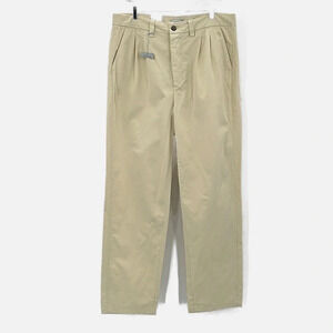 Amendi Gunnar in Light Beige Organic Cotton Pleat Front Button Fly Pants - Sz 34